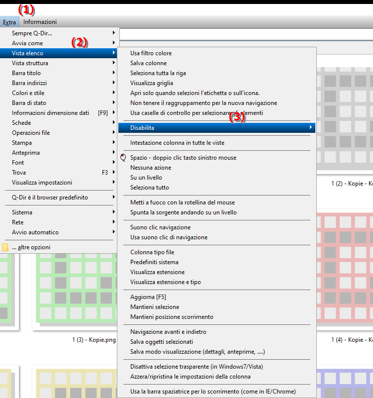 Come posso disabilitare le opzioni nella visualizzazione elenco in Esplora file